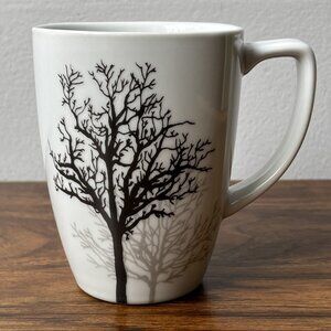 Corelle Coordinates Timber Shadows Coffee Mug Black Grey Trees 12 oz